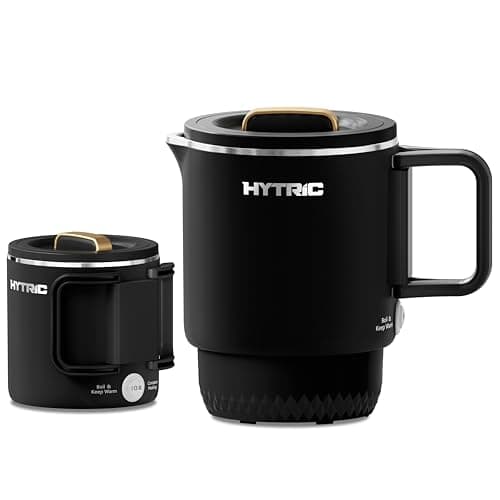 HYTRIC Travel Electric Kettle, 650ML Foldable Small Electric Kettle, Stainless Steel Portable Kettle with Dual Power Control, Collapsible Small Kettle Electric, Auto Shutoff & Boil Dry Protection