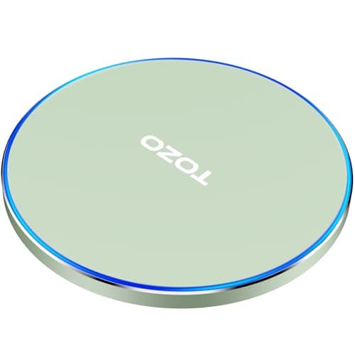 TOZO Ultra-Thin Portable Wireless Charger 15W Max Fast Wireless Charging Pad Compatible with iPhone 17/16 Plus/16 Pro Max /15/14/13/SE/Series, Samsung Galaxy S24/S23/S22 (No AC Adapter), Matte Green