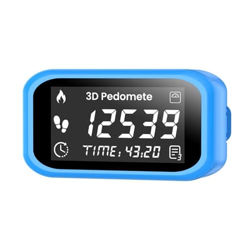 3D Pedometer for Walking, Accurate Step Counter with LCD Display for Step Calorie Tracker Clip-On Wearable Pedometer Daily Activity Data Monitor Rechargeable Portable Fitness Tracker Device-Blue
