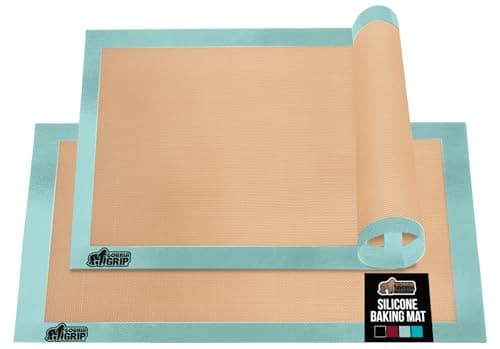 GORILLA GRIP Food Grade Reusable Nonstick Silicone Baking Mat, Oven Safe Cookie Sheet Liners, Up to 500 Degrees, No Mess Easy Clean Pastry Mats, Kitchen Essentials, 11.75x8.25 Quarter Sheet, 2PK, Mint