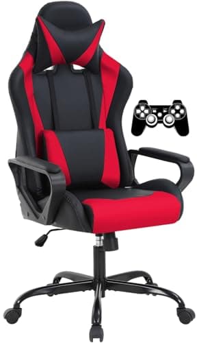 Gaming Chair High-Back Office Chair Ergonomic Video Game Chairs Height Adjustable Reclining Computer Chair with Lumbar Support Armrest Headrest Swivel Chair Game Chair for Adult Teen - Red