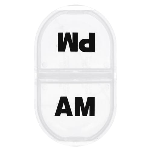 Remind N' Time Daily AM/PM Portable Travel Pill Organizer, Vitamin and Medicine Box, Snap-Shut Lids, Clear