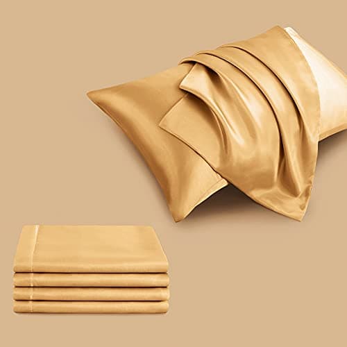 P Pothuiny 2-Piece Satin Pillowcases Queen Size Luxury Gold Silky Satin Pillow Cases for Hair and Skin, Wrinkle Fade Resistant, Pillow Cover with Envelope Closure 5