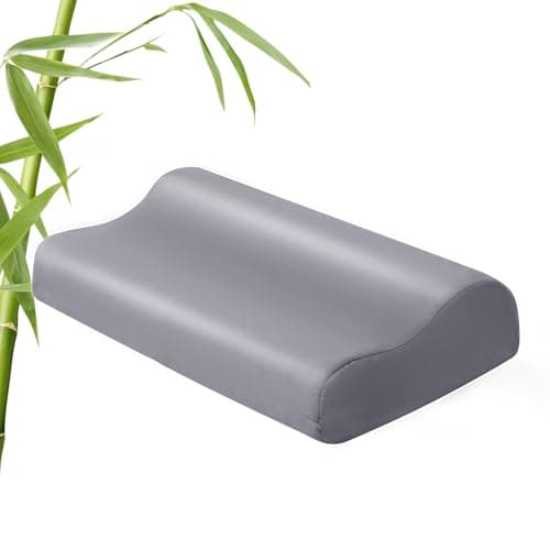 Contour Pillowcase- Rayon Derived from Bamboo Cooling Contour Cervical Neck Pillow Case Cover- Breathable Silky Soft Pillowcase for Hot Sleepers,24 x14 x5/3.7 Inches 1 Piece Dark Grey