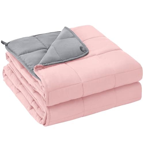 yescool 20lbs Pink Grey Weighted Blanket for Adults 60"x80", Cooling, Heavy, Breathable with Glass Beads, Queen Size, Machine Washable