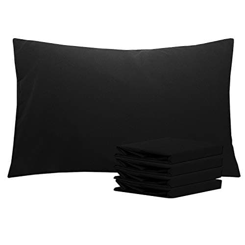 NTBAY Queen Pillowcase Set - 4 Pack Brushed Microfiber 20x30 Pillowcases - Soft, Wrinkle-Free, Fade-Resistant, Stain-Resistant, Black Pillowcases with Envelope Closure - 20x30 Inches, Black