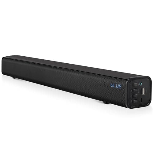 Pyle Home Theater Soundbar Speaker – Wave Base Wireless Bluetooth TV Sound System with AUX, USB, Micro SD Inputs – Tabletop Stand Mount with Extended Bass and Full Range Audio