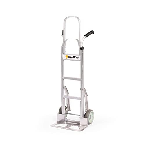 HaulPro Dual Handle Heavy Duty Hand Truck - Lightweight Aluminum 2 Wheel Stair Climbing Dolly Cart-500 Pound Capacity-8" Puncture Resistant Rubber Wheels - 54" H x 18.5" W with 17.5 x 9 Nose Plate