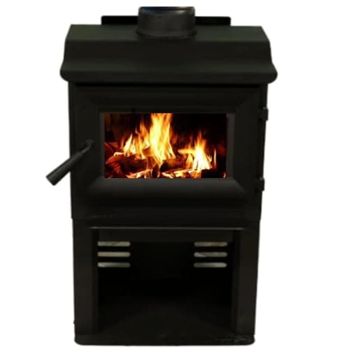 Comfort GlowLancaster I Wood Burning Stove, Heats Up To 1,200 Sq Ft, 18" Logs, Plate Steel & Cast Iron, Large Glass Window, Firebrick Lined, USA-Approved for Mobile Homes