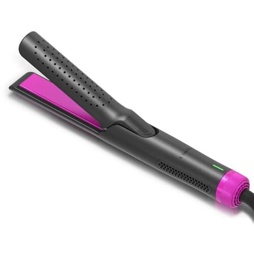 Micobelle 360° Cool Air Vents Airflow Styler Curling Iron for Short Hair - 1 Inch Ceramic Tourmaline Ionic Flat Iron Hair Straightener and Curler 2in1 (Black)