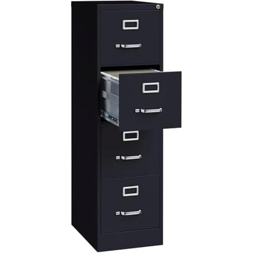 Scranton & Co 22" 4-Drawer Metal Letter Width Vertical Filing Cabinet in Black, Lockable, Sturdy Steel Construction, Office or Home Use, Durable Letter Size File Storage 6