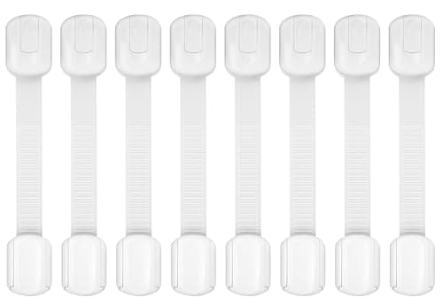 Child Safety Cabinet Locks, 8-Pack, Easy Install with 3M Adhesive, No Screws or Drilling, Multi-Purpose Latches for Cabinets, Drawers, Doors, Kitchen, Ovens, Toilets