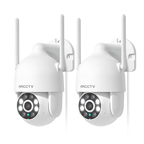 ARCCTV 2K Security Cameras Outdoor, 360°Pan-Tilt View 2.4G/5G WiFi Security Camera with Motion Tracking, Spotlight & Siren, 2-Way Audio, Full Color Night Vision, Waterproof (2 Pack)