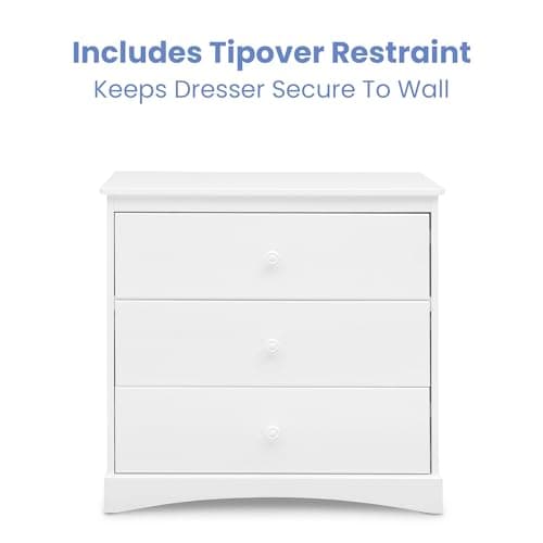 Delta Children Sutton 3 Drawer Dresser with Changing Top and Interlocking Drawers - Greenguard Gold Certified, Bianca White 9