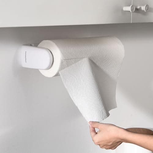 simpletome Paper Towel Holder ONE Hand Tear Adaptive Tension Arm Adjustable Length 9.4-11inch/24-28cm (White) 7