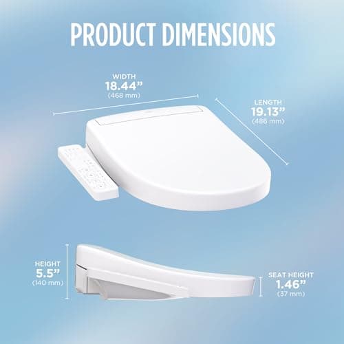 TOTO® WASHLET® S2 Electronic Bidet Toilet Seat with Instantaneous Water Heating, PREMIST and EWATER+ Wand Cleaning, Round, Cotton White - SW3345#01 18
