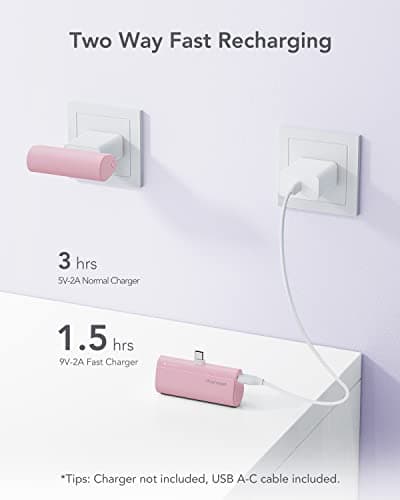charmast Portable Charger USB C for iPhone 17/16/15, 5000mAh Fast Charging Power Bank with Built-in Type-C Connector, 20W Mini Battery Pack for iPhone 17/16/15 Series, Samsung S25/S24/S23, and More 9