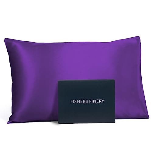 Fishers Finery 19mm 100% Pure Mulberry Silk Pillowcase, Quality Tested (Purple, K)