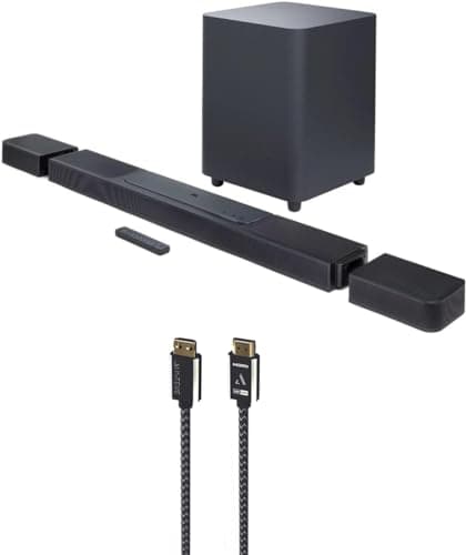 JBL BAR-1300X 11.1.4ch Soundbar and Subwoofer with Surround Speakers with a 7S-8KHD2-2.5M VII Series 2.5m Premium Braided 8K HDMI Cable (2022)