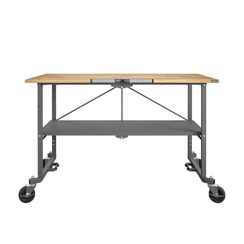 COSCO SmartFold Butcher Block Portable Workbench/Folding Utility Table (Gray Steel Frame) 11