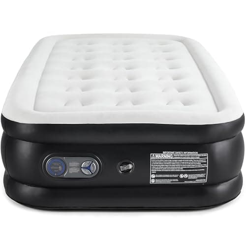 Sweetcrispy Twin Air Mattress - 18" Inflatable Blow Up Airbed with Built-in High Capacity Pump, Double Height, Non-Slip Bottom Design, Weight Capacity 660 lbs Air Bed for Home or Camping 9