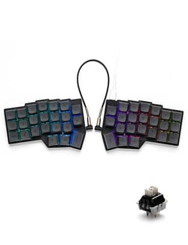 YIVU CORNE V4 Wired Split Mechanical Keyboard, 40% 3x6 Ortholinear Layout, Ergonomic Support, QMK/Vial Programmable, Hot-swappable RGB Gaming Keyboard, Pre-Lubricated Linear Switches