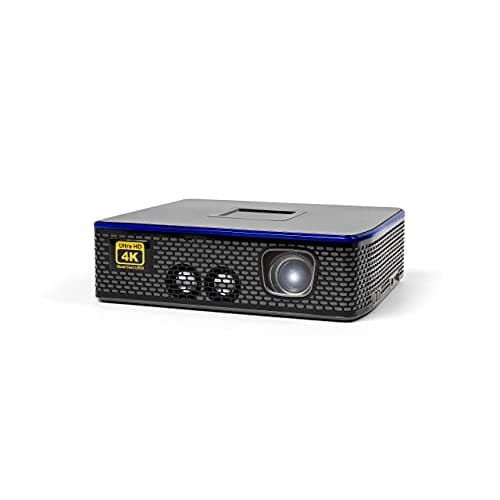 AAXA 4K1 Native 4K DLP Home Theater Projector, 30,000 Hour LEDs, Mercury Free, Native 4K UHD Resolution, Dual HDMI with HDCP 2.2, 1500 Lumens, E-Focus, Portable Size 4