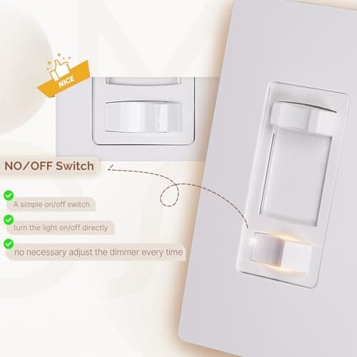 MOES Dimmer Light Switch, 3 Way & Single Pole Dimmable for LED, CFL, Incandescent, Halogen, 600Watt Max, ON/Off with Dimming Slide for Bedroom Hallway, No Neutral Wire Required 7