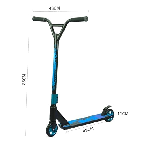 MEE GOO Pro Freestyle Stunt Scooter Trick Scooter Lightweight Alloy Deck with Aluminum Alloy Wheel Frame Bearing Up to 220 LB for Intermediate and Beginner Skate Park ABEC-10 Bearings (Blue) 6