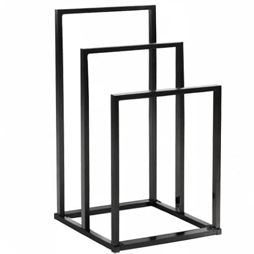 BOFENG 3 Tiers Black Metal Towel Rack Chrome Tall Industrial Modern Freestanding Towel Holder for Bathroom Accessories Organizer for Bath Storage & Hand Towels,Washcloths,Next to Tub or Shower 7