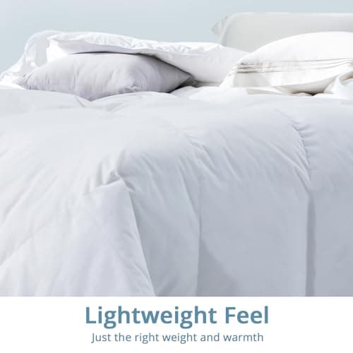 Globon Ultra-Soft Lightweight Down Feather Comforter King Size,Breathable Light Duvet Insert for Hot Sleeper/Warm Weather,Noiseless Shell,700 Fill Power with Corner Tabs,White 5