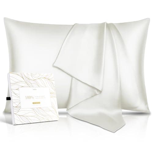 100% Pure Mulberry Silk Pillowcase for Hair & Skin - 22 Momme 6A High-Grade Fibers - Anti-Aging, Anti-Sleep Crease, Cooling Satin Pillowcases with Hidden Zipper, Best Gift Idea (Standard 20x26 Inches)
