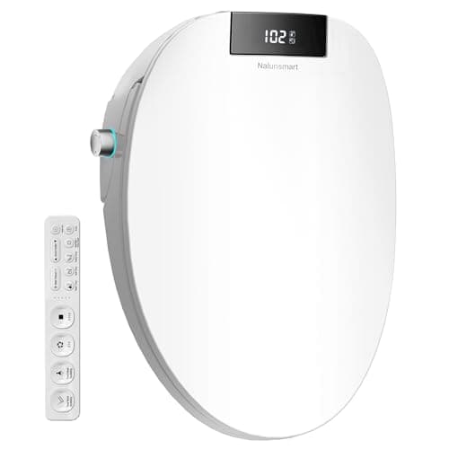 Toilet Bidet Seat, Oval Toilet Seat Bidet with Dryer and Warm Water, Electronic Heated Toilet Seat Temperature Adjustable, Front and Rear Oscillation Cleaning, Remote Control