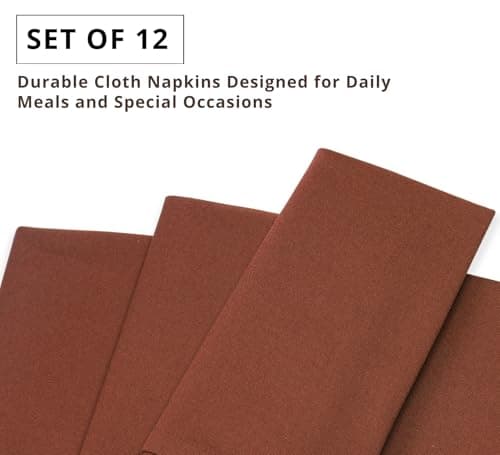PurpleEssences Rust Set of 12 Cloth Dinner Napkins 100% Cotton 18x18 Inch - Soft Durable Washable - Ideal for Farmhouse Party Spring Easter Summer - Perfect Everyday Use Table Linen - Rust 5