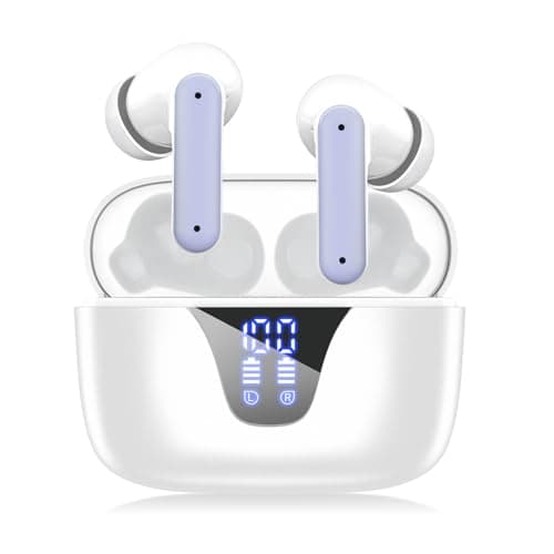 ZIUTY Wireless Earbuds Bluetooth Headphones, 50H Playtime Ear Buds with Mic, LED Digital Display Charging Case, IPX7 Waterproof, Deep Bass Stereo, in-Ear Earphone for iPhone Andriod Phone