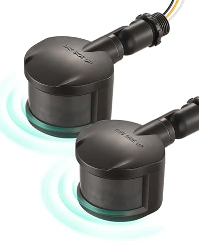 EDISHINE 2 Pack Motion Sensor, 180-Degree Replacement Motion Detector for Outdoor Lights, Adjustable Time & Detection Range Up to 60FT, 3 Modes PIR Motion Sensor for Floodlight, Brown, UL Listed