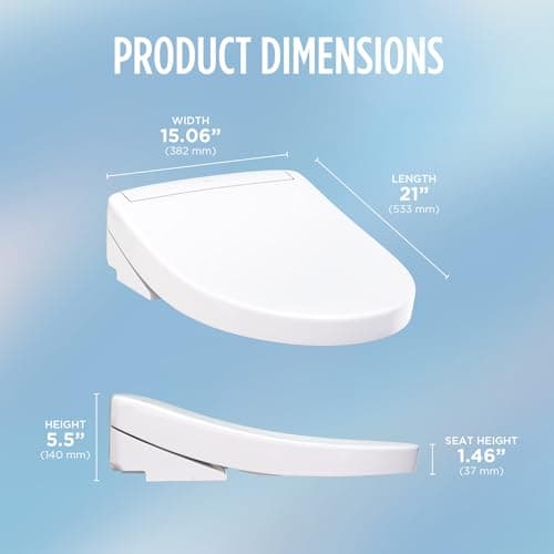 TOTO WASHLET S5 Electronic Bidet Toilet Seat with Instantaneous Water Heating, PREMIST and EWATER+ Wand Cleaning, Elongated, Cotton White - SW3446#01 18