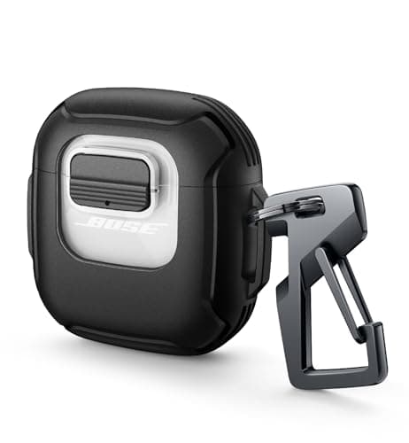 Dexnor for Bose QuietComfort Earbuds II Case (2022) & Bose QuietComfort Ultra Earbuds (2023) & Ultra Earbuds 2nd Gen(2025), Secure Lock Clip Shockproof Protective Cover with Carabiner & Keyring Black