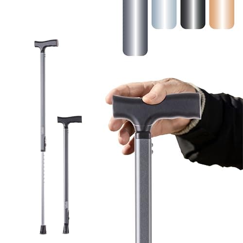 Aelite Walking Cane for Men and Women - Light, Durable, Retractable, Heavy Duty, Ergonomic Handle, High-Grade Aluminum Alloy, Canes for Seniors and Adults Grey