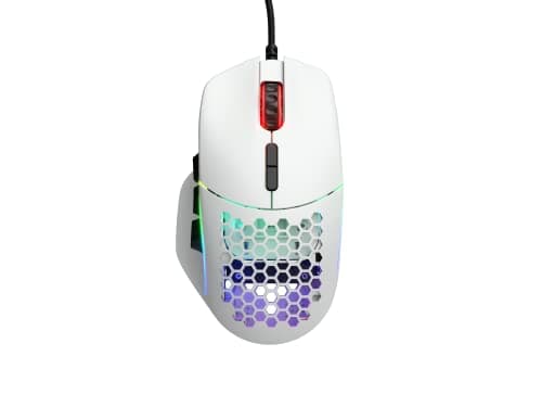 GLORIOUS Gaming Model I Wired Gaming Mouse - 69g Superlight, 2 Swappable Buttons, RGB, PTFE Feet, 9 Programmable Buttons, Side Thumb Rest - White