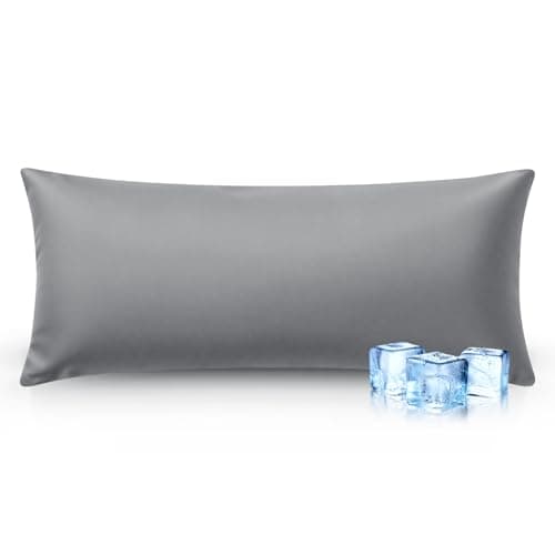 Ice Cooling Body Pillowcase for Hot Sleepers, Stays Cool All Night, Silky Touch Long Body Pillow Cases with Invisible Zipper, Soft Breathable Body Pillow Cover, Gift for Men Women - 20"x54", Pale Gray