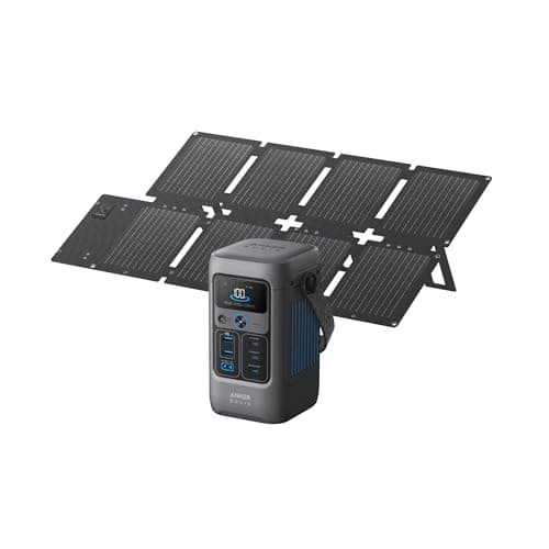 Anker SOLIX C200 DC Power Bank Station and 60W Solar Panel, 192Wh Portable Power Station, LiFePO4 Battery, 200W Solar Generator, For Outdoor, Camping, Traveling, and Emergencies