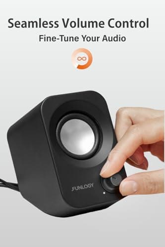 FUNLOGY Speaker - 14W Stereo PC Speakers, USB Powered, Compact Size with 30° Tilt Design, Volume Dial Control, for Desktop, Laptop, Monitor, Gaming Consoles, Black 6