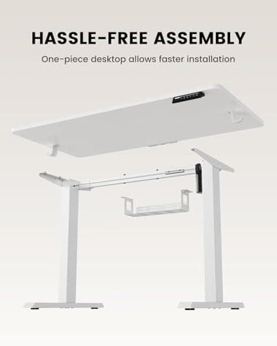 ErGear Whole Piece Standing Desk with 48x30 inch Desktop, Adjustable Stand Up Desk for Home Office, Electric Computer Desk Workstation with Cable Management Tray, White, EGESD65W 6