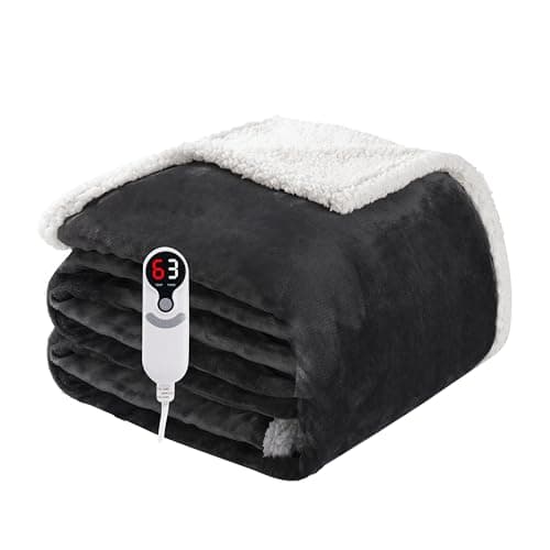 Electric Heated Blanket Full Size 72"x84", Soft Flannel with Overheat Protection, 9 Adjustable Heat Settings & 10-Hour Auto-Off Timer, Fast Heating for Winter Comfort, Dark Gray