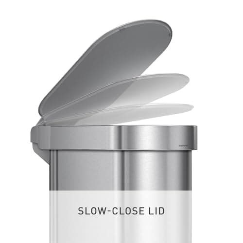 simplehuman 45 Liter / 12 Gallon Slim Hands-Free Kitchen Step Trash Can, Brushed Stainless Steel 5