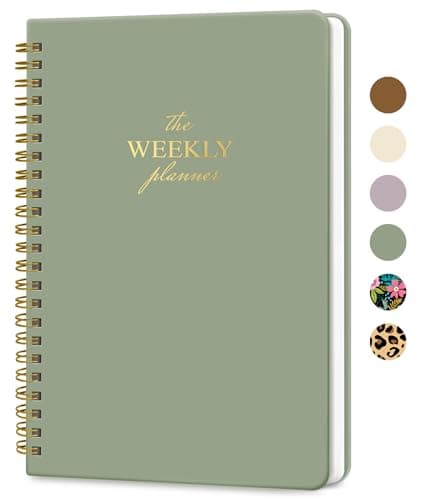 Undated Weekly Planner, Weekly To Do List Notebook with Goal & Habit Tracker Organizer, A5 Weekly Work Planner Notebook with Spiral Binding, 6" x 7.9" - Green