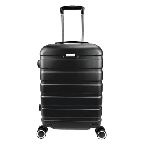 Panana Modern Design Hard Shell Cabin ABS Suitcase with 4 Spinner Wheels Luggage Trolley Case Carry-On Lightweight (Black, 28")