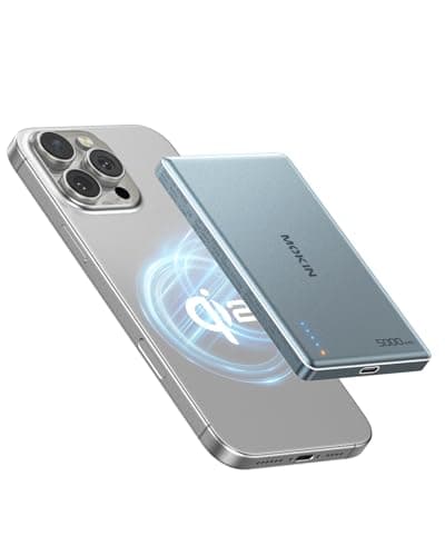 Portable Charger, 5000mAh Ultra Slim Power Bank for Magsafe Qi2, Card Size Magnetic Battery Pack USB C PD 20W Fast Charging, 15W Wireless Powerbank Compatible with iPhone 17 16 15 14 13 12 Series