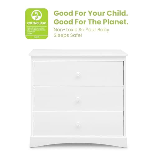 Delta Children Sutton 3 Drawer Dresser with Changing Top and Interlocking Drawers - Greenguard Gold Certified, Bianca White 5